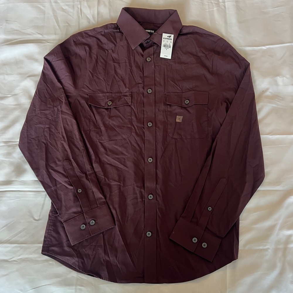 maroon/purple button down size small Express